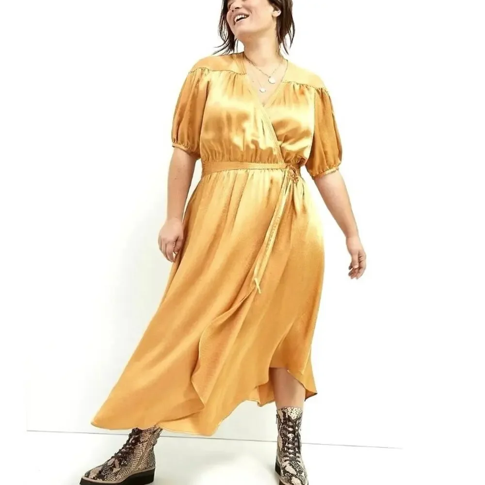 Anthropologie Maeve Gold Midi Dress - Picture 1 of 14